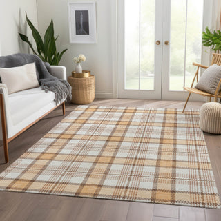 Piper Looms Mayfield Plaid AMF1052 Peach Machine Washable Area Rug Lifestyle Image Feature