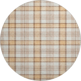 Piper Looms Mayfield Plaid AMF1052 Peach Machine Washable Area Rug Round Main Image