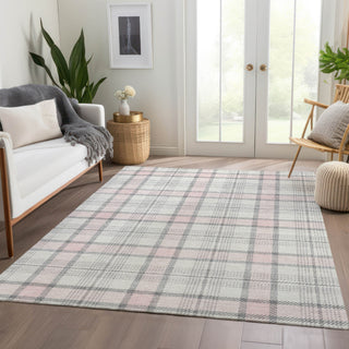Piper Looms Mayfield Plaid AMF1052 Pink Machine Washable Area Rug Lifestyle Image Feature