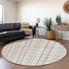 Piper Looms Mayfield Plaid AMF1052 Pink Machine Washable Area Rug Round Lifestyle Image Feature
