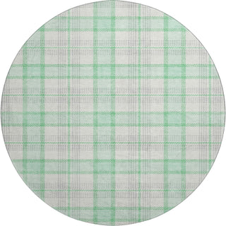Piper Looms Mayfield Plaid AMF1052 Seafoam Machine Washable Area Rug Round Main Image