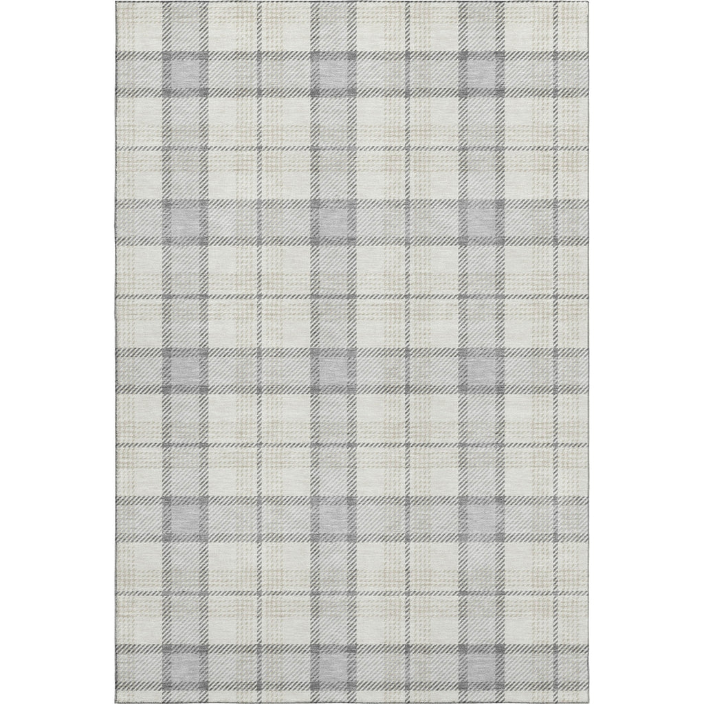 Piper Looms Mayfield Plaid AMF1052 Silver Machine Washable Area Rug main image
