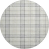 Piper Looms Mayfield Plaid AMF1052 Silver Machine Washable Area Rug Round Main Image