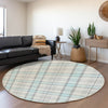 Piper Looms Mayfield Plaid AMF1052 Sky Machine Washable Area Rug Round Lifestyle Image Feature