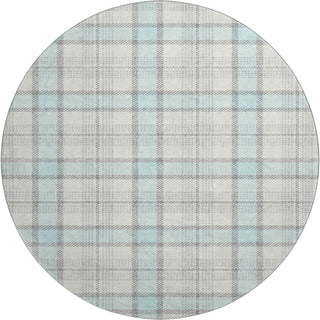 Piper Looms Mayfield Plaid AMF1052 Sky Machine Washable Area Rug Round Main Image