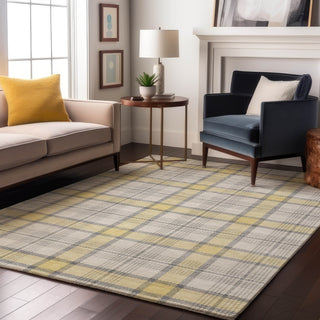 Piper Looms Mayfield Plaid AMF1052 Yellow Machine Washable Area Rug Lifestyle Image Feature