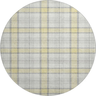 Piper Looms Mayfield Plaid AMF1052 Yellow Machine Washable Area Rug Round Main Image
