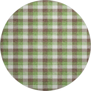 Piper Looms Mayfield Plaid AMF1053 Brown Machine Washable Area Rug Round Main Image