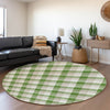 Piper Looms Mayfield Plaid AMF1053 Emerald Machine Washable Area Rug Round Lifestyle Image Feature