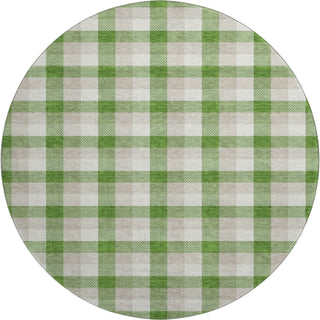 Piper Looms Mayfield Plaid AMF1053 Emerald Machine Washable Area Rug Round Main Image