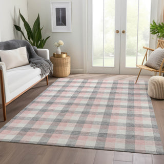 Piper Looms Mayfield Plaid AMF1053 Granite Machine Washable Area Rug Lifestyle Image Feature