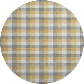 Piper Looms Mayfield Plaid AMF1053 Gray Machine Washable Area Rug Round Main Image
