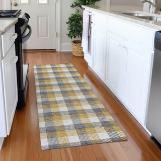 Piper Looms Mayfield Plaid AMF1053 Gray Machine Washable Area Rug Runner Lifestyle Image Feature