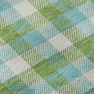 Piper Looms Mayfield Plaid AMF1053 Lime Machine Washable Area Rug Swatch Image