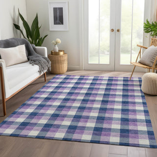 Piper Looms Mayfield Plaid AMF1053 Navy Machine Washable Area Rug Lifestyle Image Feature