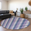 Piper Looms Mayfield Plaid AMF1053 Navy Machine Washable Area Rug Round Lifestyle Image Feature