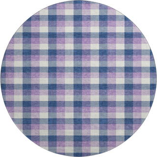 Piper Looms Mayfield Plaid AMF1053 Navy Machine Washable Area Rug Round Main Image