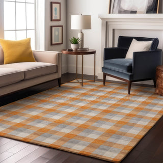 Piper Looms Mayfield Plaid AMF1053 Orange Machine Washable Area Rug Lifestyle Image Feature