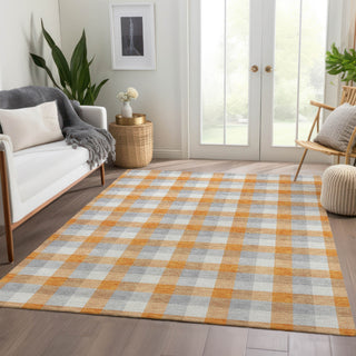 Piper Looms Mayfield Plaid AMF1053 Orange Machine Washable Area Rug Lifestyle Image Feature