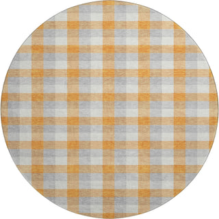 Piper Looms Mayfield Plaid AMF1053 Orange Machine Washable Area Rug Round Main Image