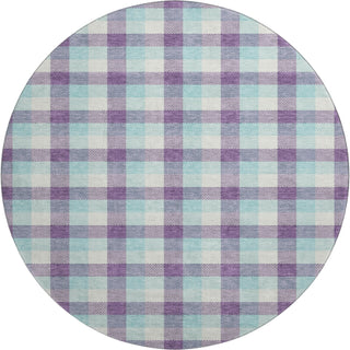 Piper Looms Mayfield Plaid AMF1053 Purple Machine Washable Area Rug Round Main Image