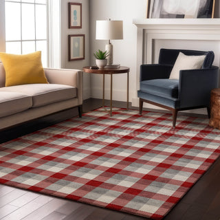 Piper Looms Mayfield Plaid AMF1053 Red Machine Washable Area Rug Lifestyle Image Feature
