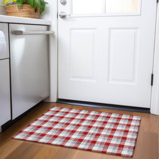 Piper Looms Mayfield Plaid AMF1053 Red Machine Washable Area Rug Scatter Lifestyle Image Feature