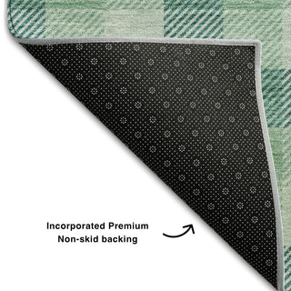 Piper Looms Mayfield Plaid AMF1053 Seafoam Machine Washable Area Rug Backing Image