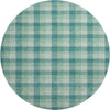 Piper Looms Mayfield Plaid AMF1053 Seafoam Machine Washable Area Rug Round Main Image