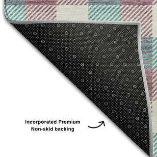 Piper Looms Mayfield Plaid AMF1053 Teal Machine Washable Area Rug Backing Image