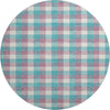Piper Looms Mayfield Plaid AMF1053 Teal Machine Washable Area Rug Round Main Image