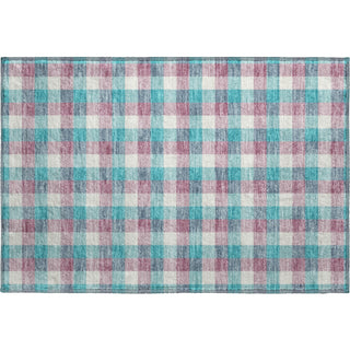 Piper Looms Mayfield Plaid AMF1053 Teal Machine Washable Area Rug Scatter Main Image