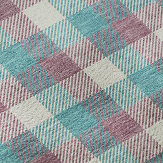 Piper Looms Mayfield Plaid AMF1053 Teal Machine Washable Area Rug Swatch Image