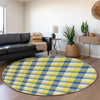 Piper Looms Mayfield Plaid AMF1053 Yellow Machine Washable Area Rug Round Lifestyle Image Feature