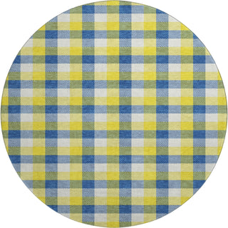 Piper Looms Mayfield Plaid AMF1053 Yellow Machine Washable Area Rug Round Main Image