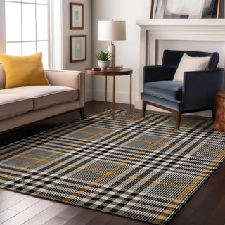Piper Looms Mayfield Plaid AMF1054 Black Machine Washable Area Rug Lifestyle Image Feature