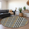 Piper Looms Mayfield Plaid AMF1054 Black Machine Washable Area Rug Round Lifestyle Image Feature
