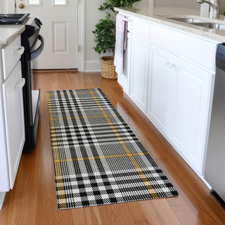 Piper Looms Mayfield Plaid AMF1054 Black Machine Washable Area Rug Runner Lifestyle Image Feature