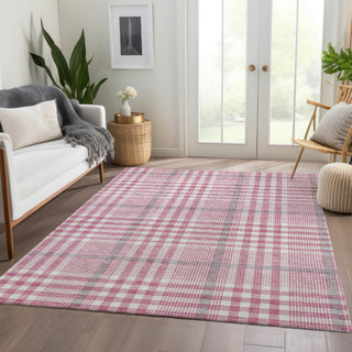 Piper Looms Mayfield Plaid AMF1054 Blush Machine Washable Area Rug Lifestyle Image Feature