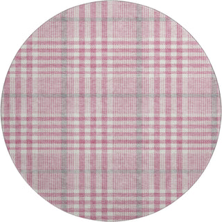Piper Looms Mayfield Plaid AMF1054 Blush Machine Washable Area Rug Round Main Image