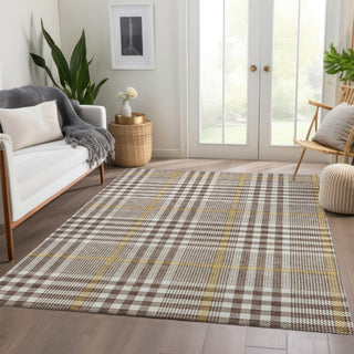 Piper Looms Mayfield Plaid AMF1054 Brown Machine Washable Area Rug Lifestyle Image Feature
