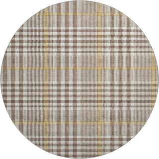 Piper Looms Mayfield Plaid AMF1054 Brown Machine Washable Area Rug Round Main Image