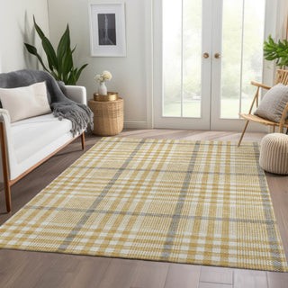 Piper Looms Mayfield Plaid AMF1054 Gold Machine Washable Area Rug Lifestyle Image Feature