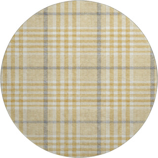 Piper Looms Mayfield Plaid AMF1054 Gold Machine Washable Area Rug Round Main Image