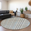 Piper Looms Mayfield Plaid AMF1054 Gray Machine Washable Area Rug Round Lifestyle Image Feature