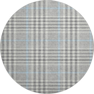 Piper Looms Mayfield Plaid AMF1054 Gray Machine Washable Area Rug Round Main Image