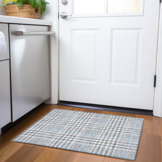 Piper Looms Mayfield Plaid AMF1054 Gray Machine Washable Area Rug Scatter Lifestyle Image Feature