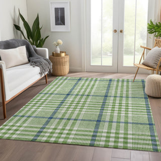 Piper Looms Mayfield Plaid AMF1054 Green Machine Washable Area Rug Lifestyle Image Feature