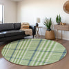 Piper Looms Mayfield Plaid AMF1054 Green Machine Washable Area Rug Round Lifestyle Image Feature
