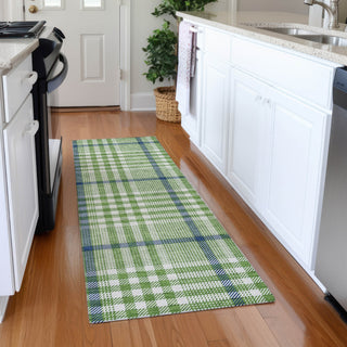 Piper Looms Mayfield Plaid AMF1054 Green Machine Washable Area Rug Runner Lifestyle Image Feature